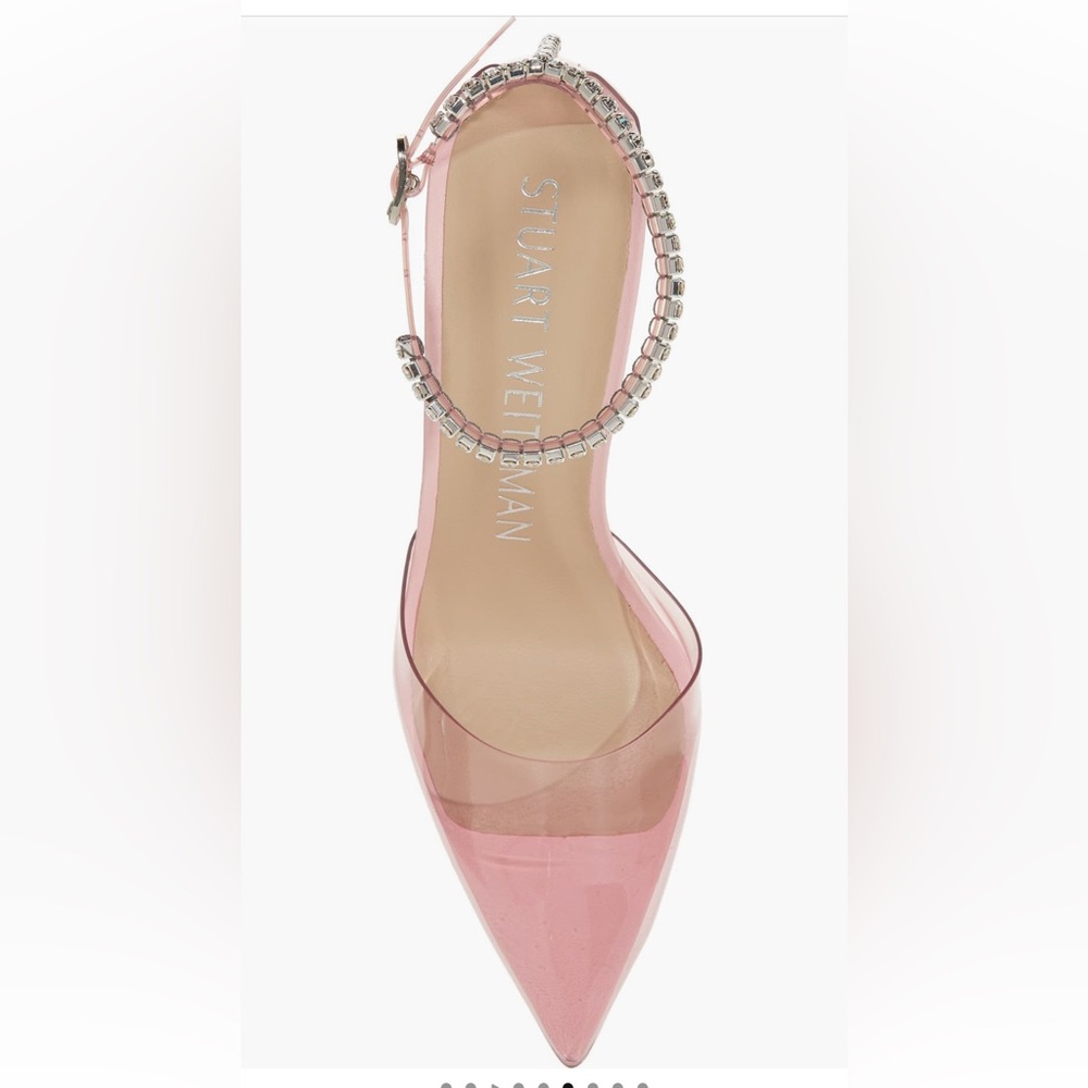 Stuart Weitzman Glam 100 Strap Pink Crystal-Embellished Heels
